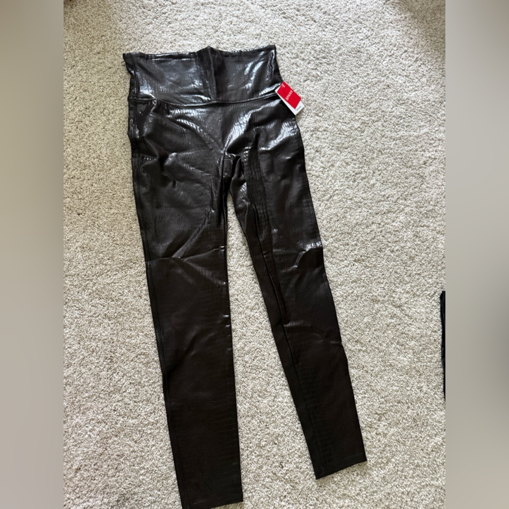 Soanx Black Faux Leather CROC Leggings